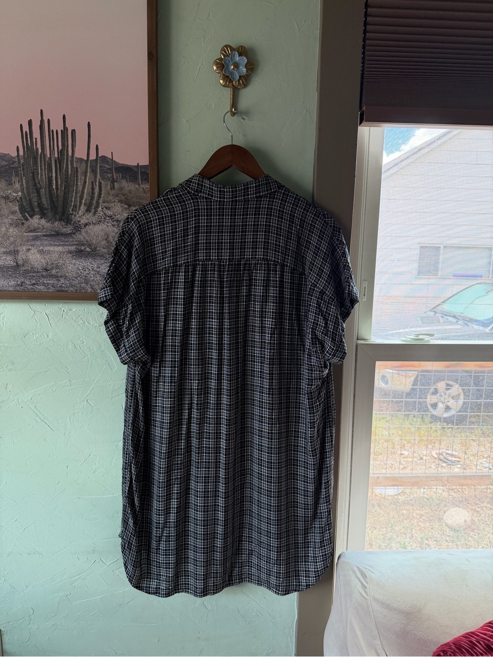 Madewell Black White Plaid Flannel Shirt Dress Size XL - Picture 3 of 7
